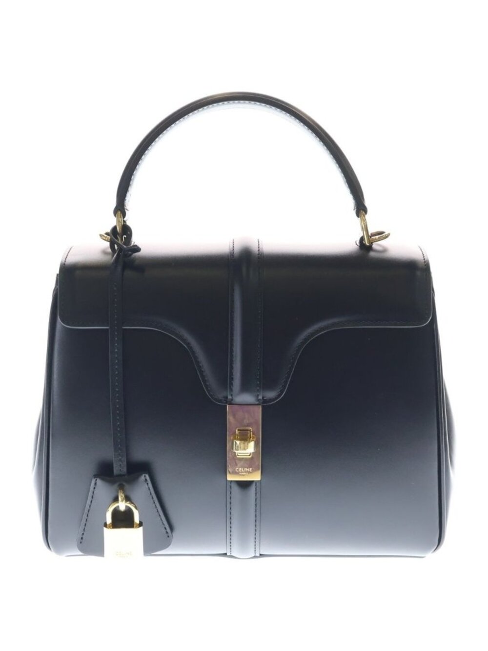 Celine Small 16 Saise Shoulder Bag Calfskin Leather Gold Black